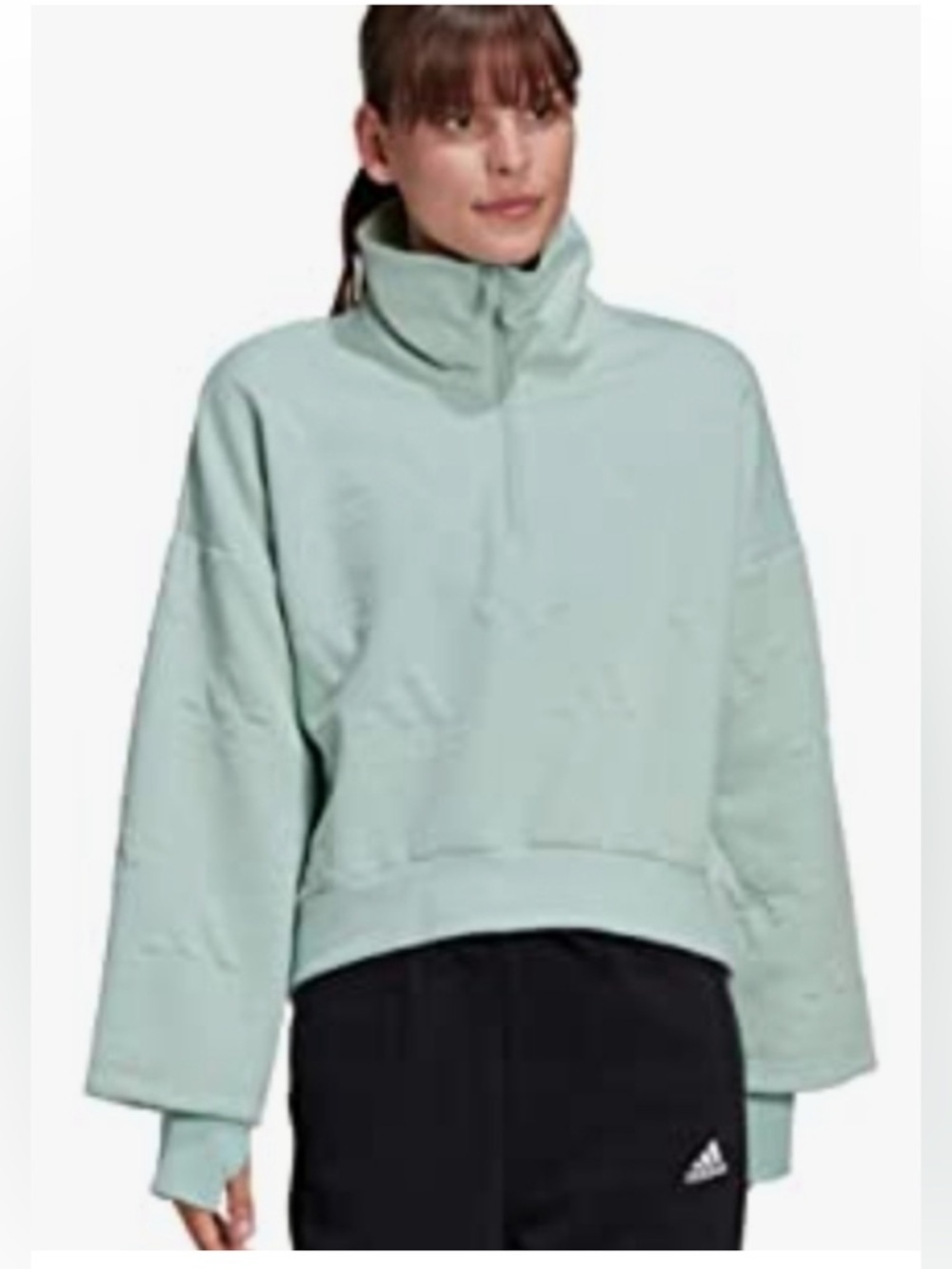 Adidas Mint Green Embossed Half-Zip Pullover Size XL
